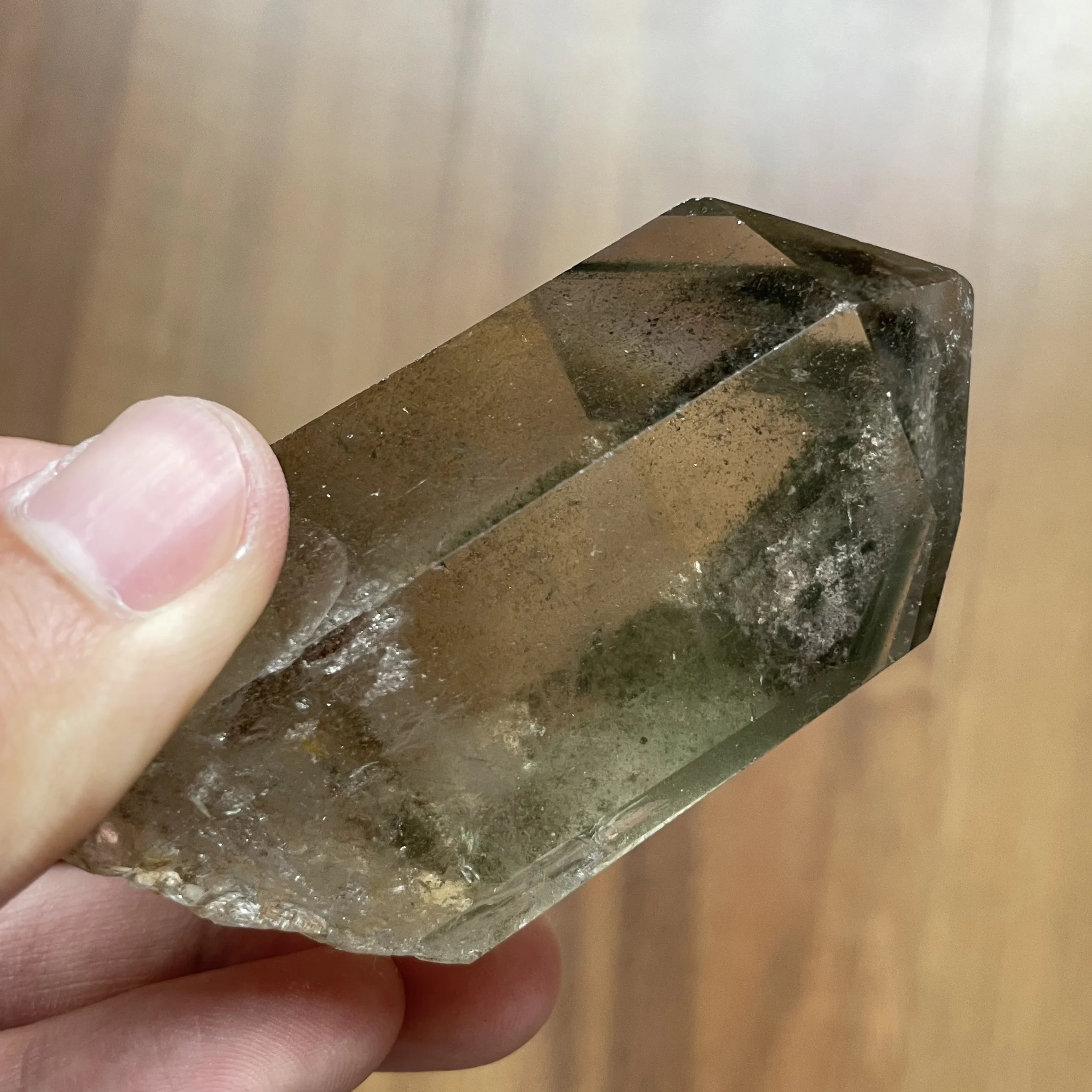 

159g Natural Green Phantom Wand Point Decoration Polished Quartz Crystal Reiki Healing Obelisk X7