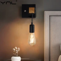 nordic iron wood led wall lamps e27 retro industrial bedside led wall sconce lights fixture indoor room for home decor lighting