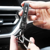 leather car keychain 3d metal horseshoe buckle keyring key chain gift accessories for mini cooper one r50 r52 r53 r56 r60 f55 f5