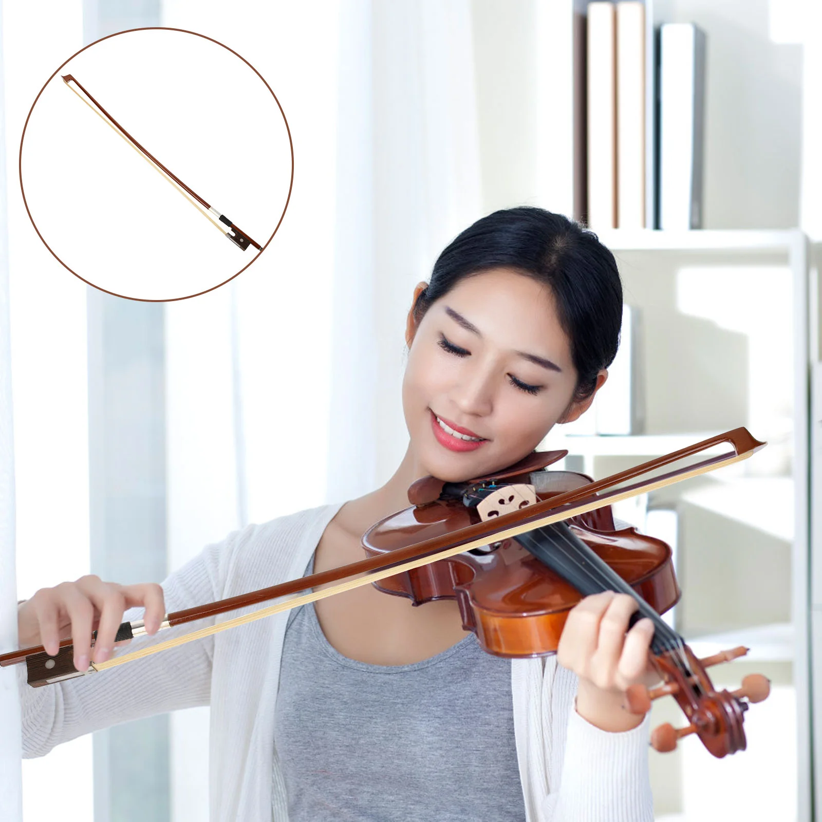 

Violin Bow Instrument Professional Practice Part Replacement Musical Equipment Accessory Wooden 4 Parts Wood