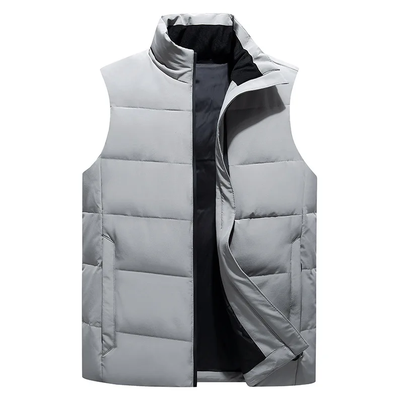 Down Vest Men's Autumn and Winter White Duck Down Stand Collar Waistcoat Casual Vest Jacket