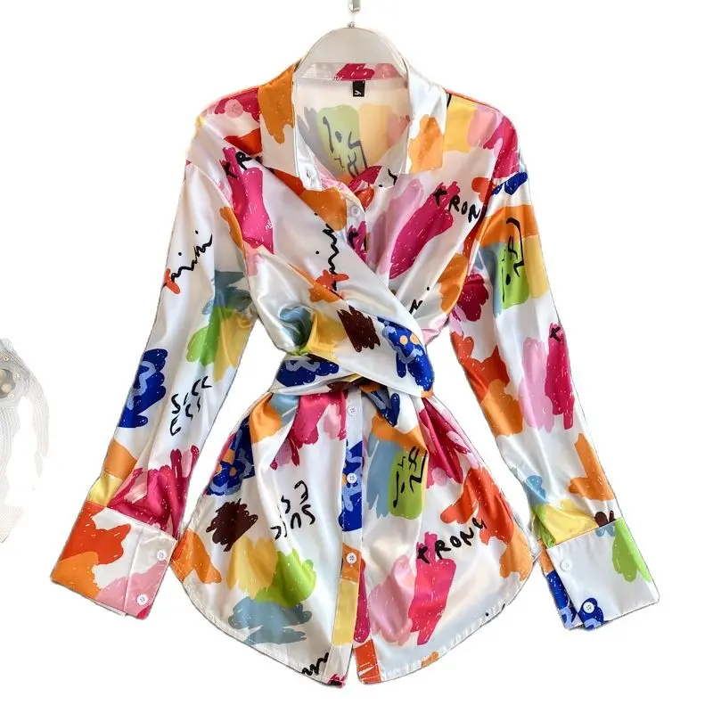 

Женские блузки повязки блузка с отложным воротником и длинным рукавом, с бретелями крест-накрест и рубашка офис леди шик моды и шорты с цвет...