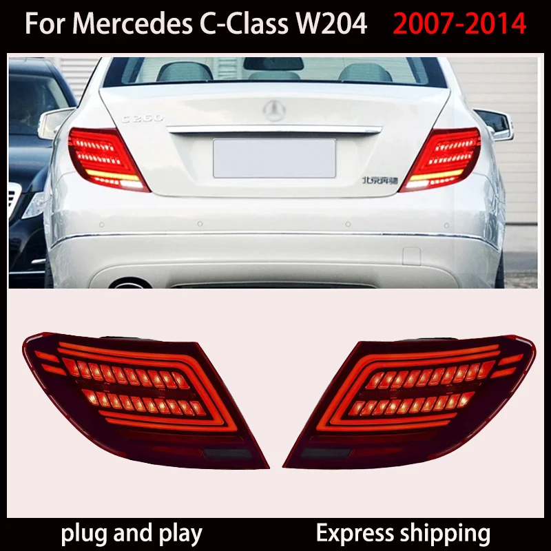 Фото Автомобильные аксессуары для задних фонарей Mercedes W204 2007-2014 Benz C Class Задний фонарь DRL + указатель поворота + тормоз + противотуманные фары + задний фонарь №2
