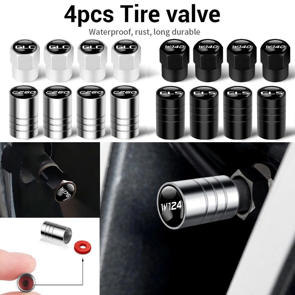 

4PCS Car Metal Wheel Tire Valve Air Stem Caps for Mercedes Benz W204 AMG W211 W205 W212 W213 W203 W177 GLA GLB GLC GLK CLA CLS