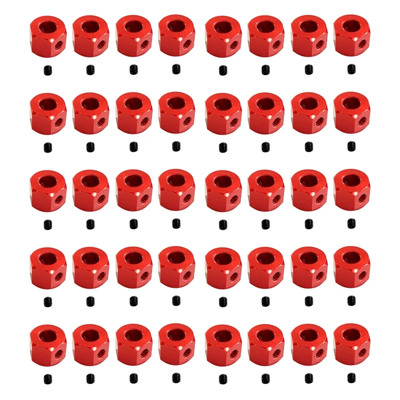 

40PCS 5Mm To 12Mm Metal Combiner Wheel Hub Hex Adapter For WPL D12 C14 C24 B14 B16 MN D90 D91 RC Car Upgrade Parts,Red