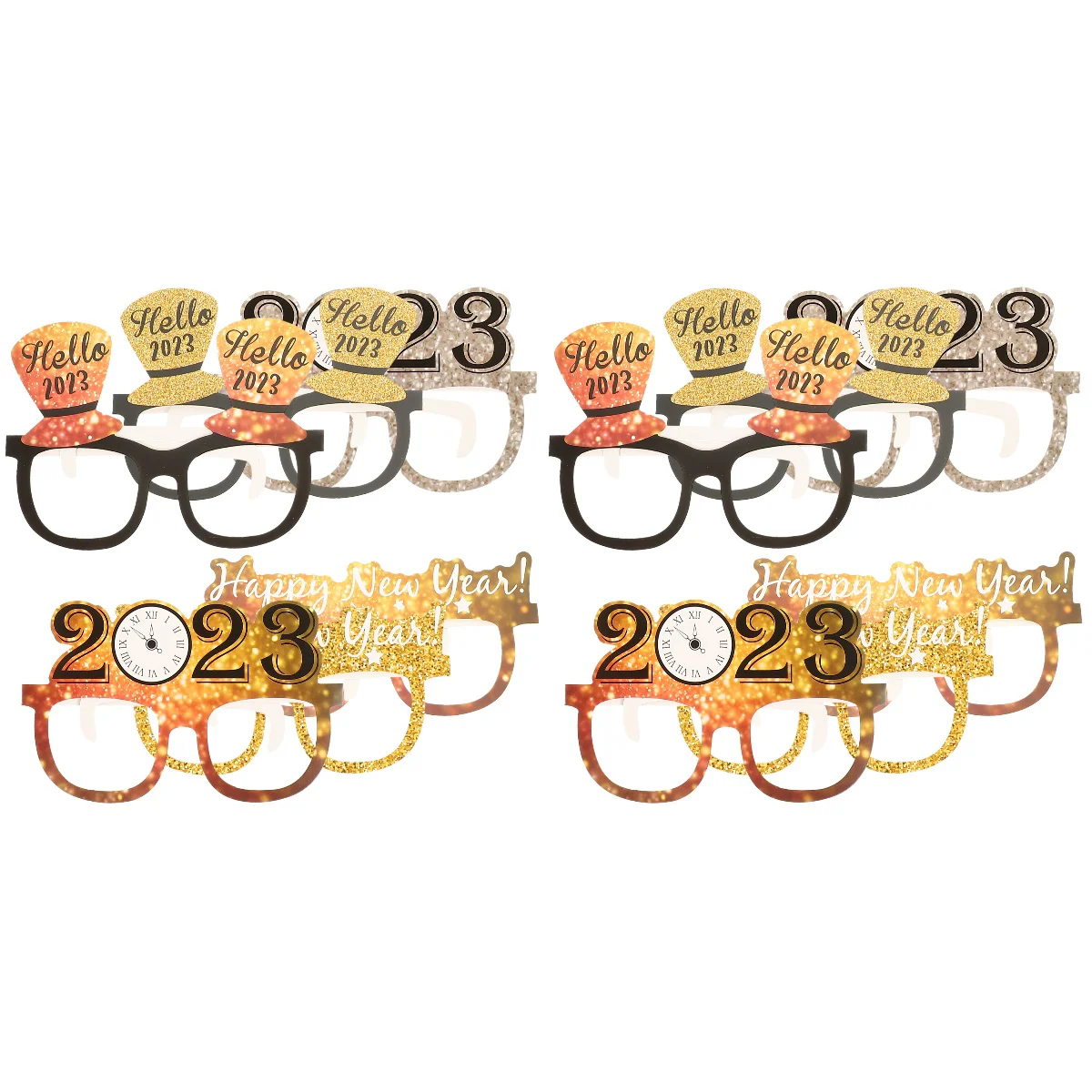 

12 pcs Happy New Year Decorative Photo Props Paper New Year's Eve Celebration Glasses Frames Eyeglasses Frames