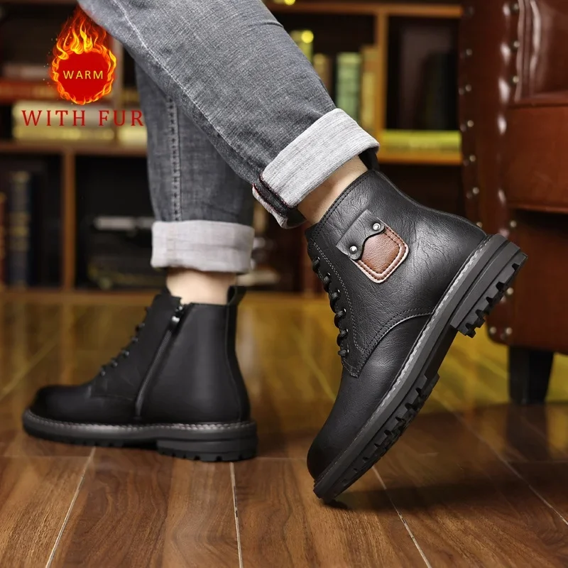 Осенне-зимние мужские ботинки в классическом стиле ретро повседневная деловая