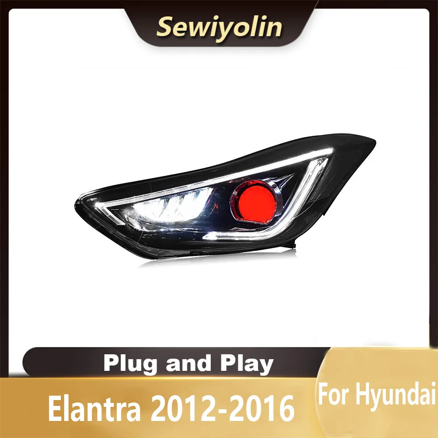 Для Hyundai Elantra 2012-2016 Автомобильные светодиодные фары Обратный тормоз