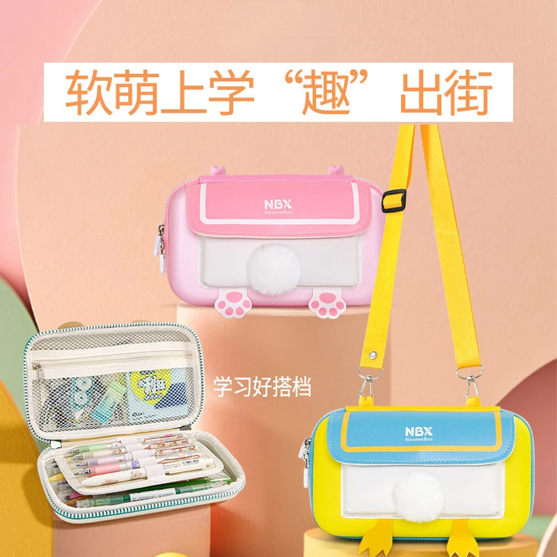 

Case Large Capacity Small Satchel Stationery Case Strap Pencil Case Capacity 3D Multi-compartment Student Stationery Bag