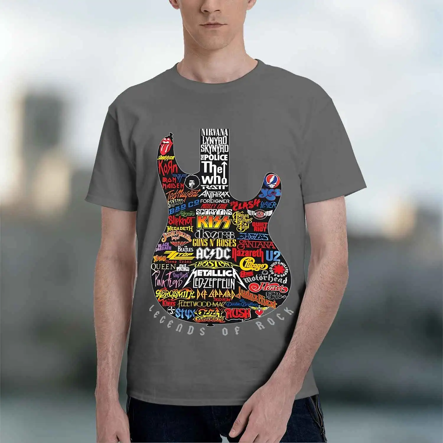 Фото Футболка Legends Of Rock Graph Tee D Tees 2026, новая модель, мужская футболка с коротким рукавом и круглым вырезом, классическая повседневная модель, несколько цветов и размеров. №5