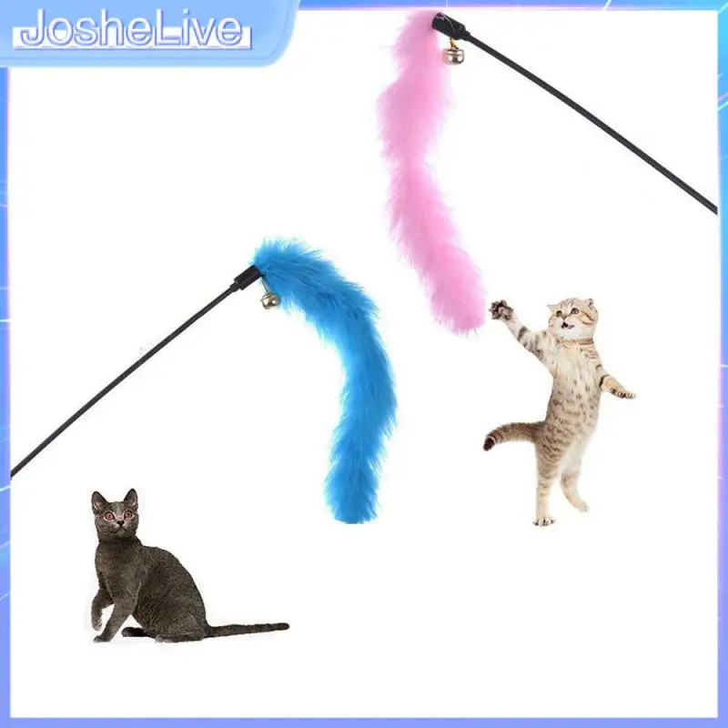 

Random Color Funny Cat Stick Toys Colorful Turkey Feathers Tease Cat Stick Interactive Pet Toys For Cat Playing Pet Training Toy