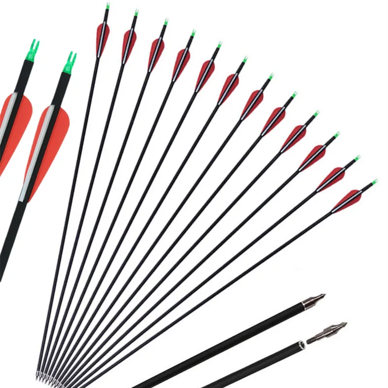 

Carbon Arrow 30 Inch Spine 500 with Replaceable Arrowhead for Compound/Recurve Bow Archery Shooting Hunting Custom Made
