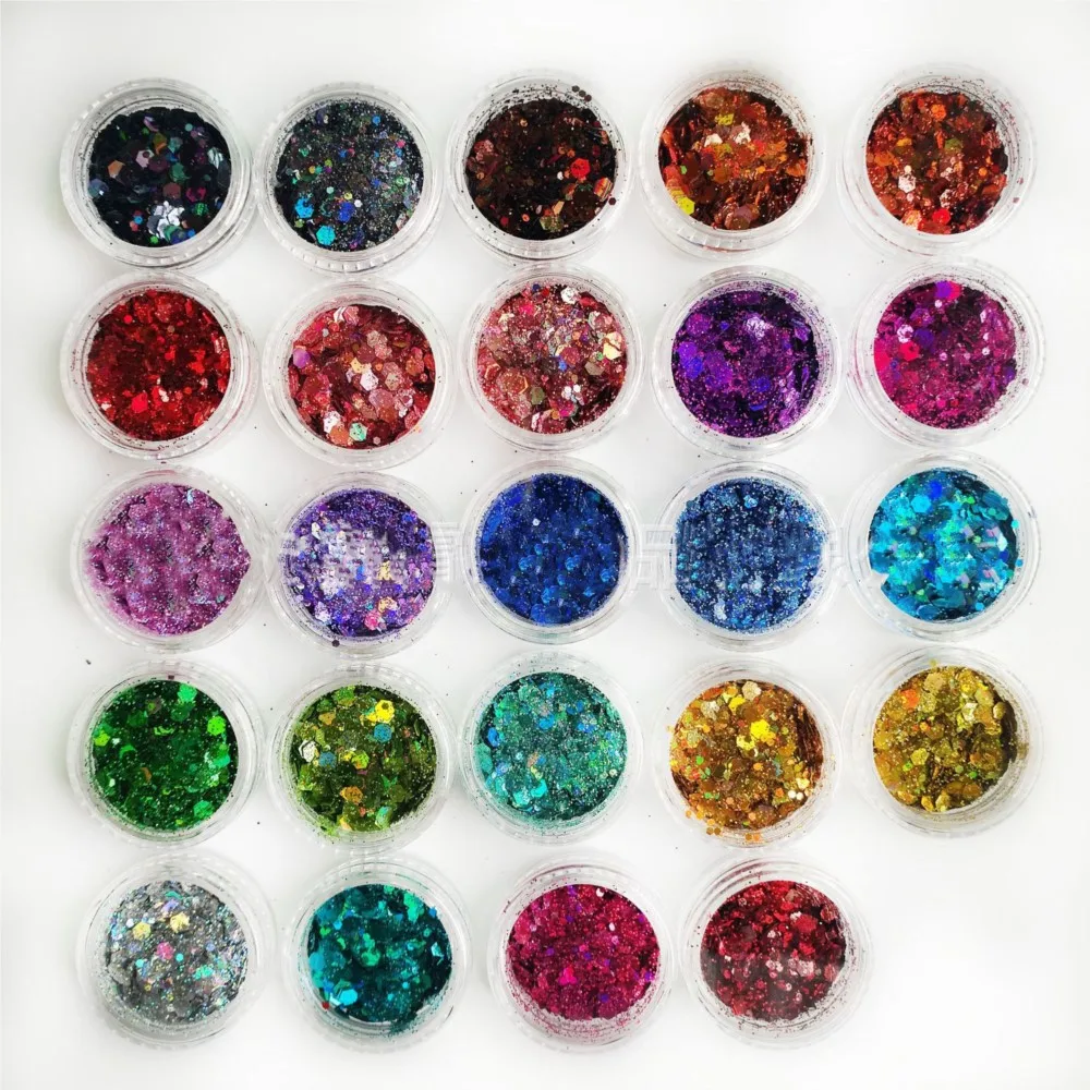 126 Colors Chunky Glitter Shiny Laser Nail Flakes Sequin Paillette Color Shift Glitter Holographic Glitter Mix Loose Glitter Set images - 6