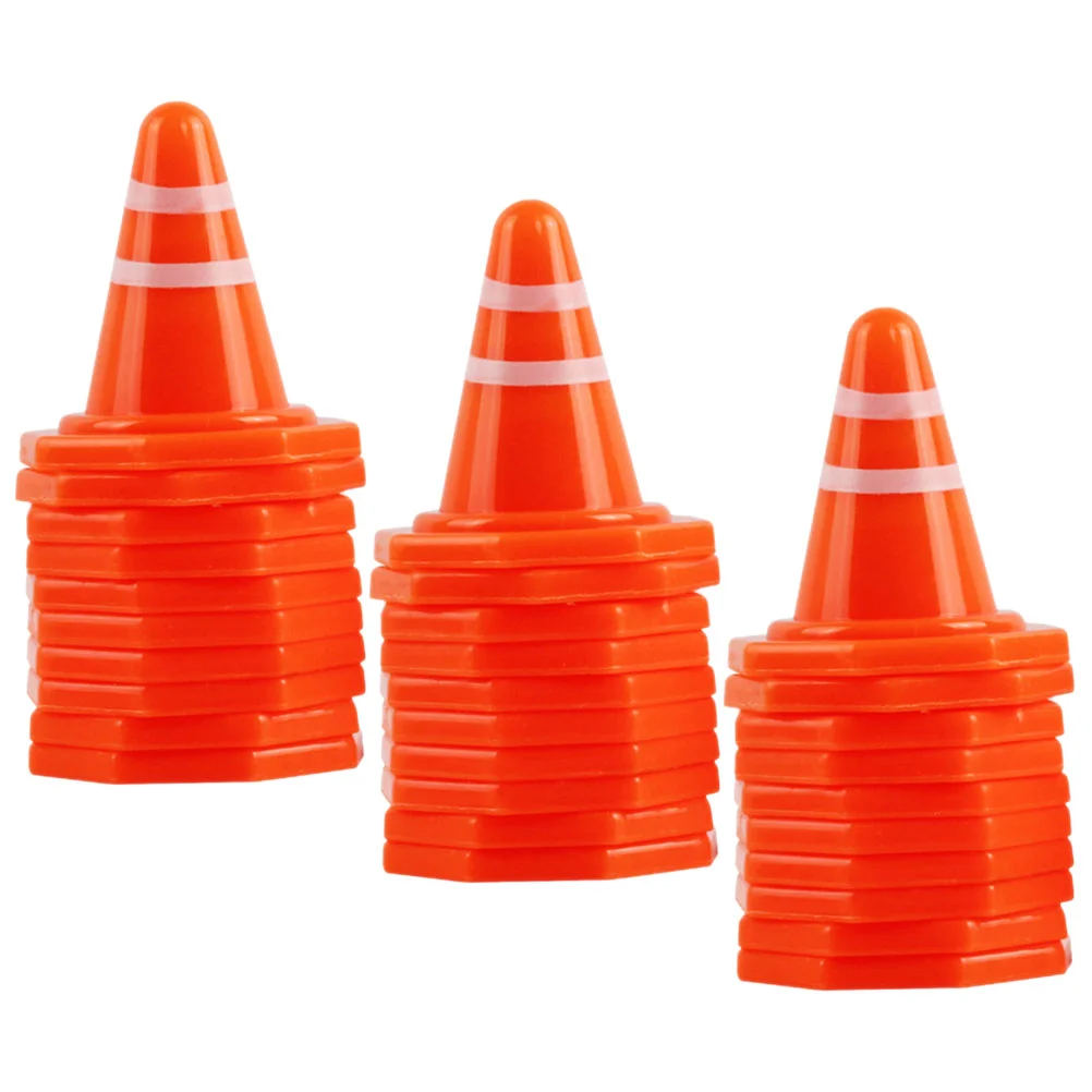 

50pcs Miniature Traffic Cones Traffic Signs Mini Traffic Signs Roadblocks Cone Pretend Play Toys