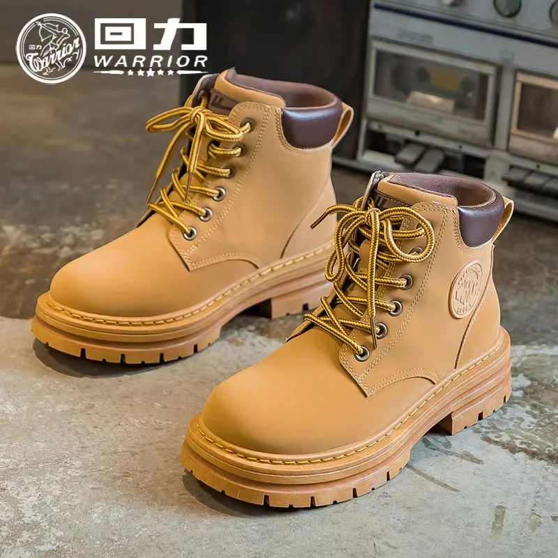 Warrior Women's Boots Trend 2023 Classic American Vintage High-tops Shoes For Women Martin Boots Pu Rubber Work Sneakers