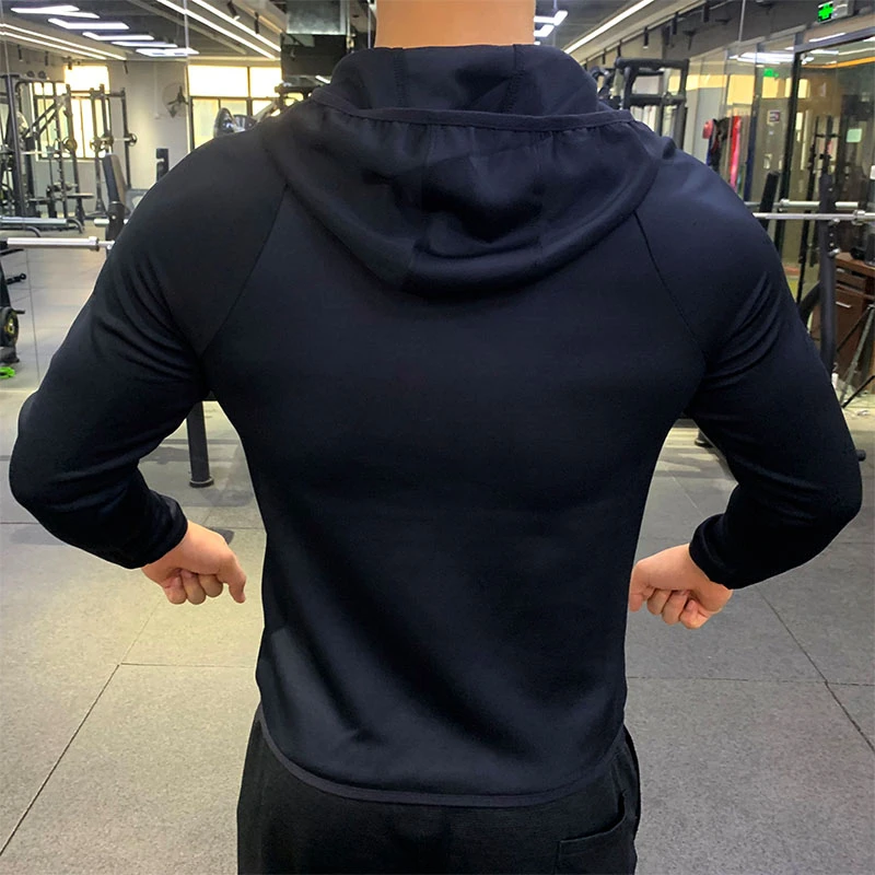 Men Autumn Winter Hoodie Sport Coat Running Jogging Zipper Hooded Outdoor Windproof Fitness Athletic Coats Gym Training Jackets