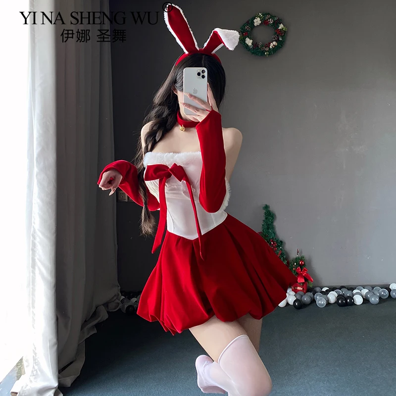 Рождественский костюм сексуальная униформа кролика для девочек искушение