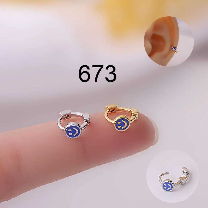 

1Piece 5mm Colorful Enamel Simle Huggies Hoop Earrings for Women Cute Happy Face Smile Cartilage Earring Ear Piercing Jewelry