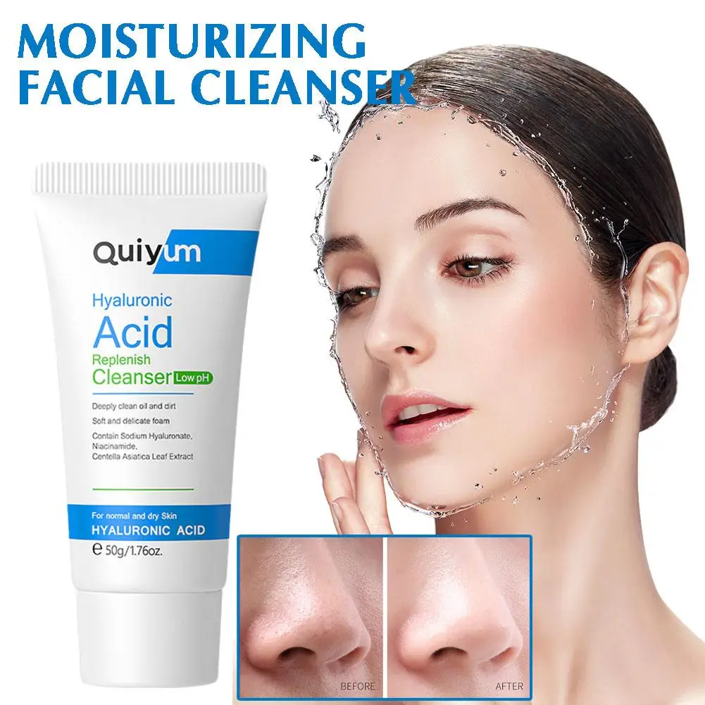 

Hyaluronic Acid Face Cleanser Oil Control Acne Blackhead Spots Treatment Brighten Whitening Improve Care Face Moisturising J9H3