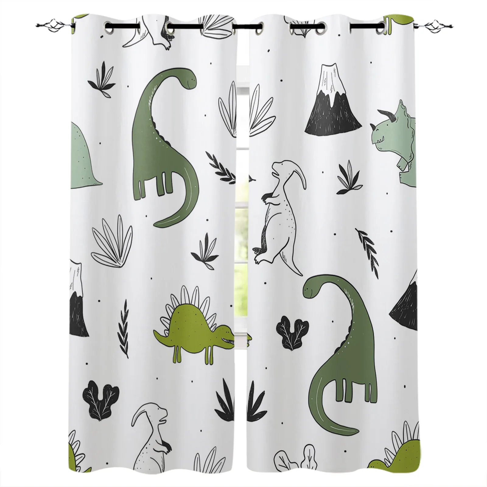 

Animal Green Dinosaur Plant Bedroom Modern Window Curtain for Living Room Decoration Curtains Home Textile Drapes