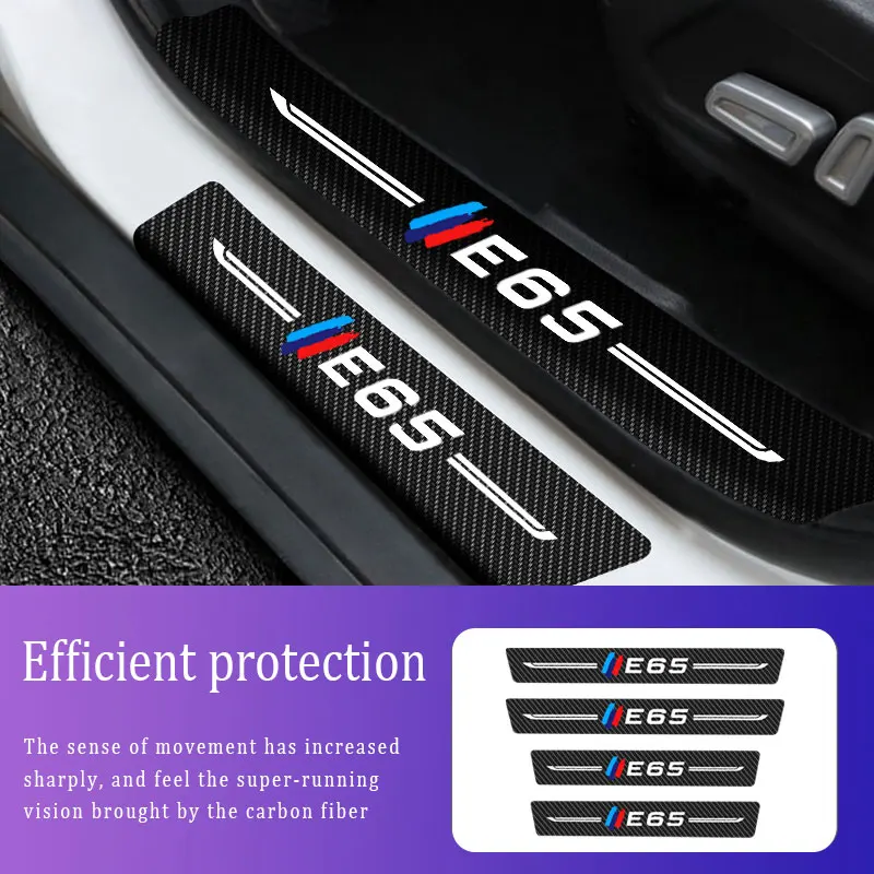 

4x Car Stickers For BMW E65 Logo Threshold Anti Scratch Door Sill Protector ​Protection Carbon Fiber Auto Accessories