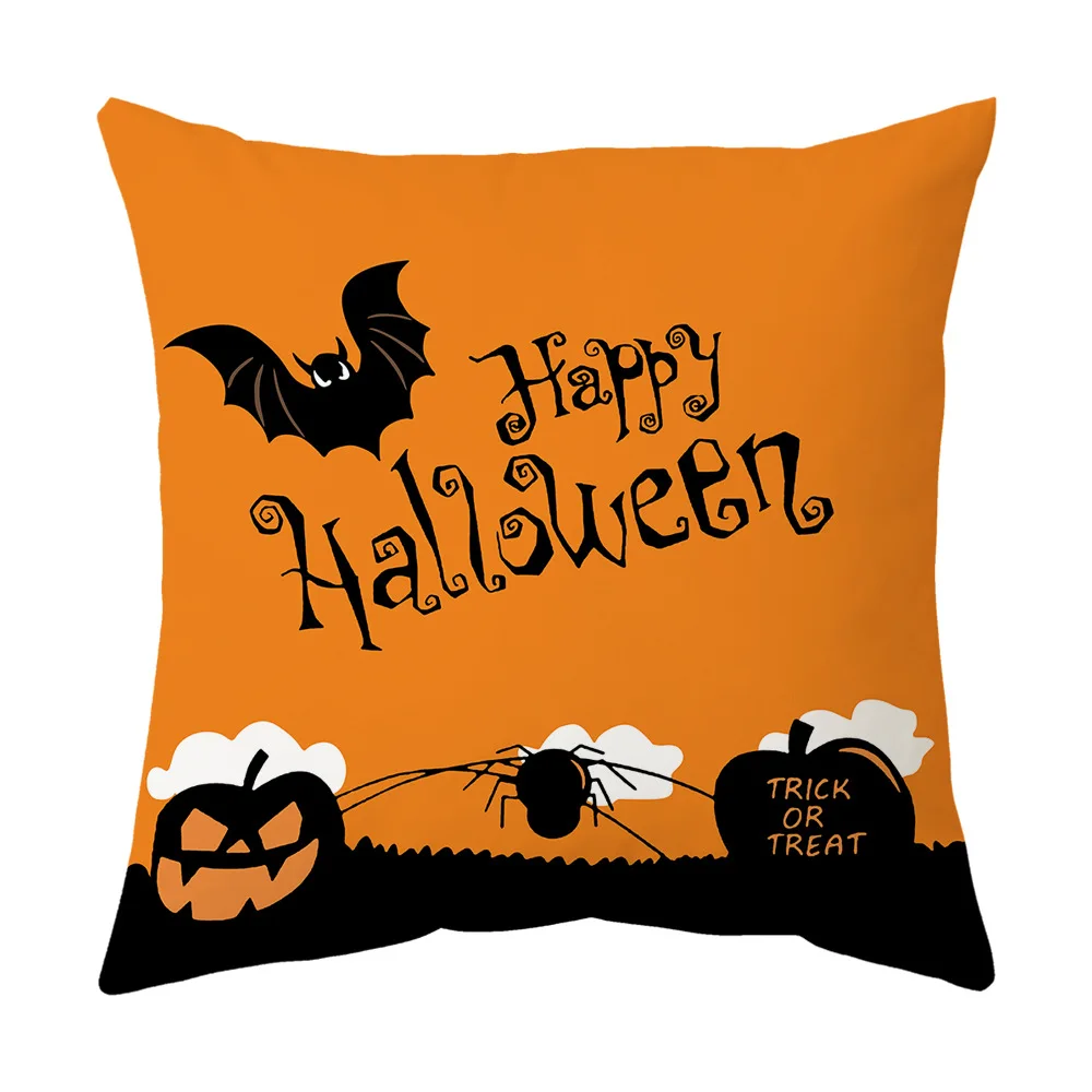 

Halloween Theme Printed Cushion Cover 45x45 Pumpkin Decorative Pillows For Sofa Square Pillowcase Linen Cojines Holiday Gifts