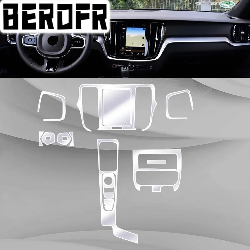 Фото Для Volvo S60 V60 2020 2021 салон автомобиля, центральная консоль, прозрачная защитная пленка из ТПУ, ремонтная пленка против царапин, ремонт аксессуаров №3