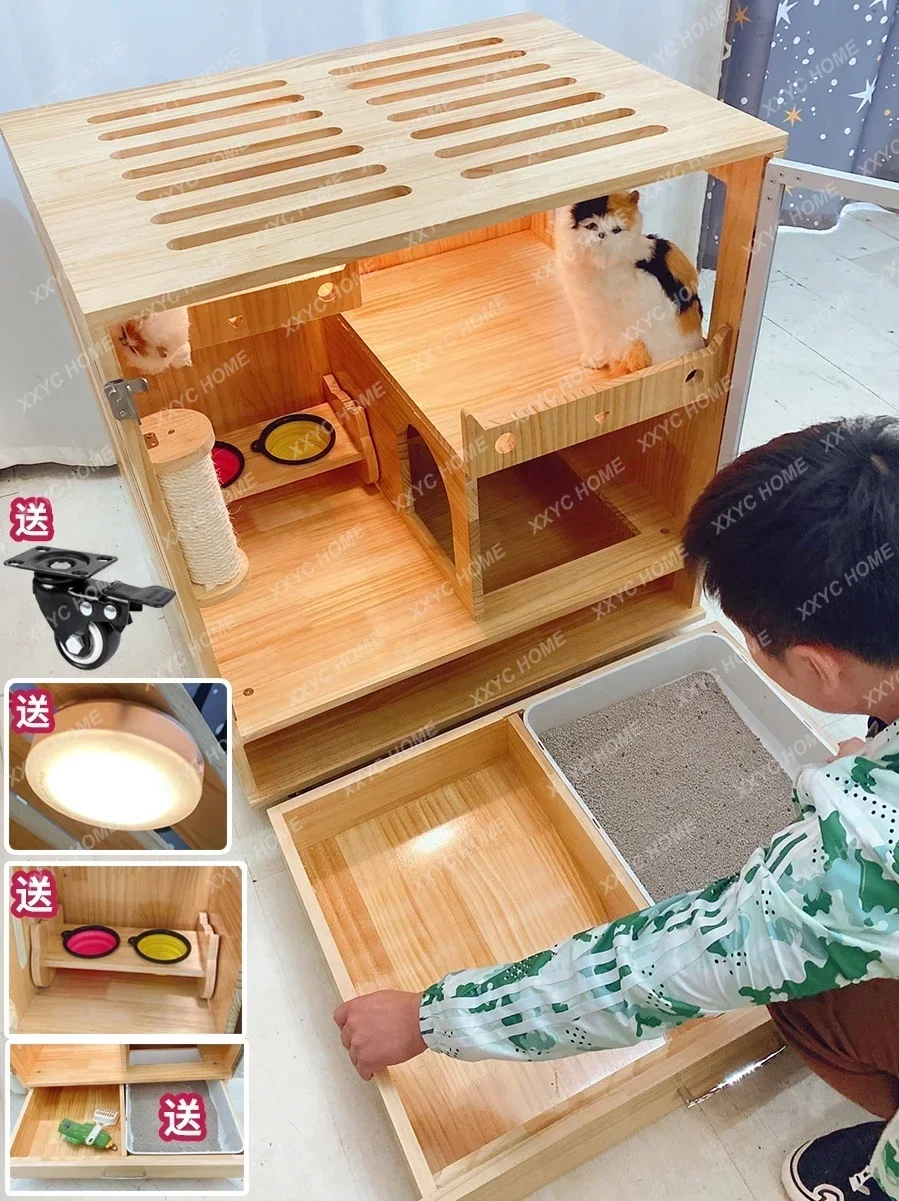 Вилла с туалетом Встроенный бытовой кошачий домик Подвесная чаша для кошек