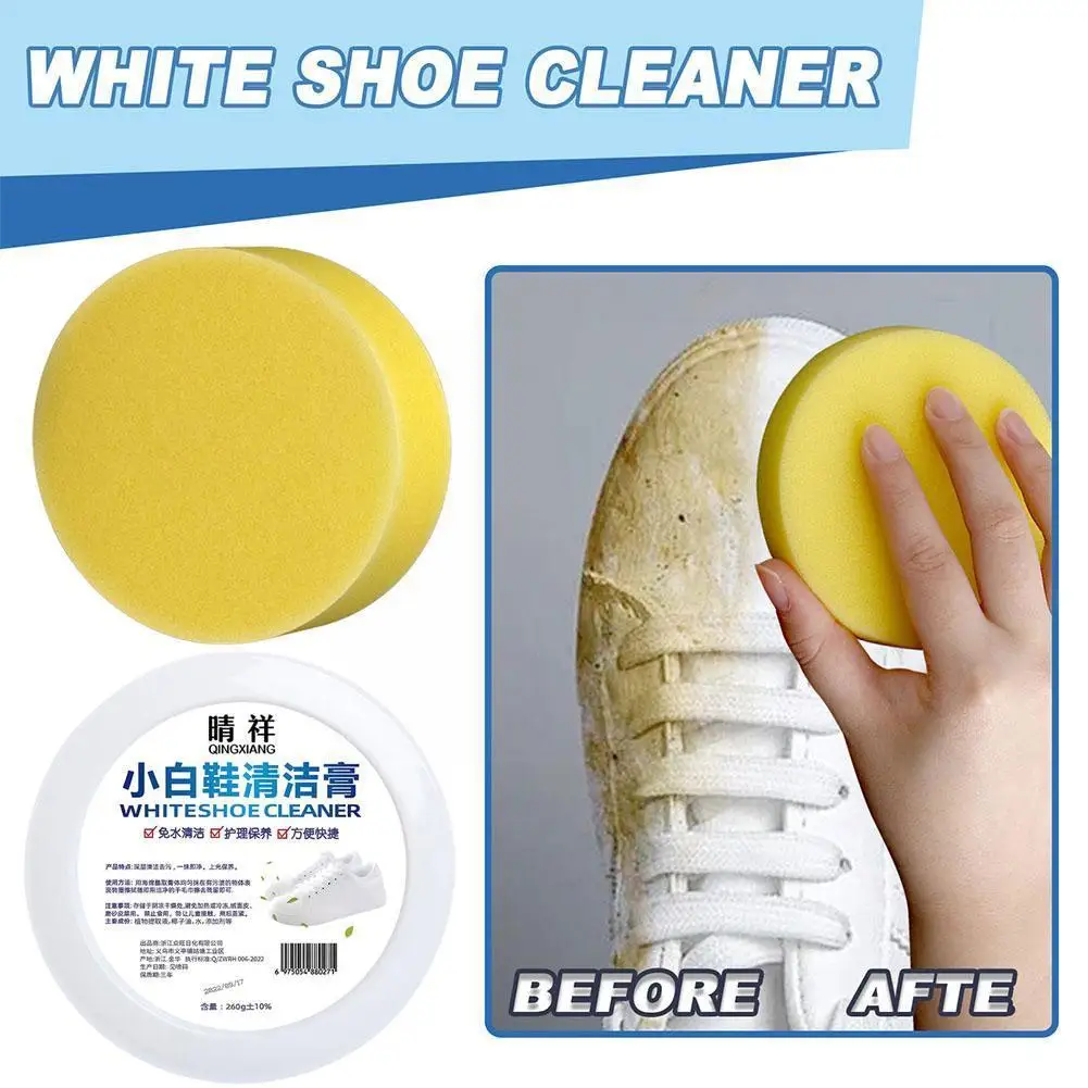

260g White Shoe Cleaning Cream Multifunctional Shoe Cleaning Shoes Sponge Wipe Cleaner Cream Sports Tools With Remedy House S3A5