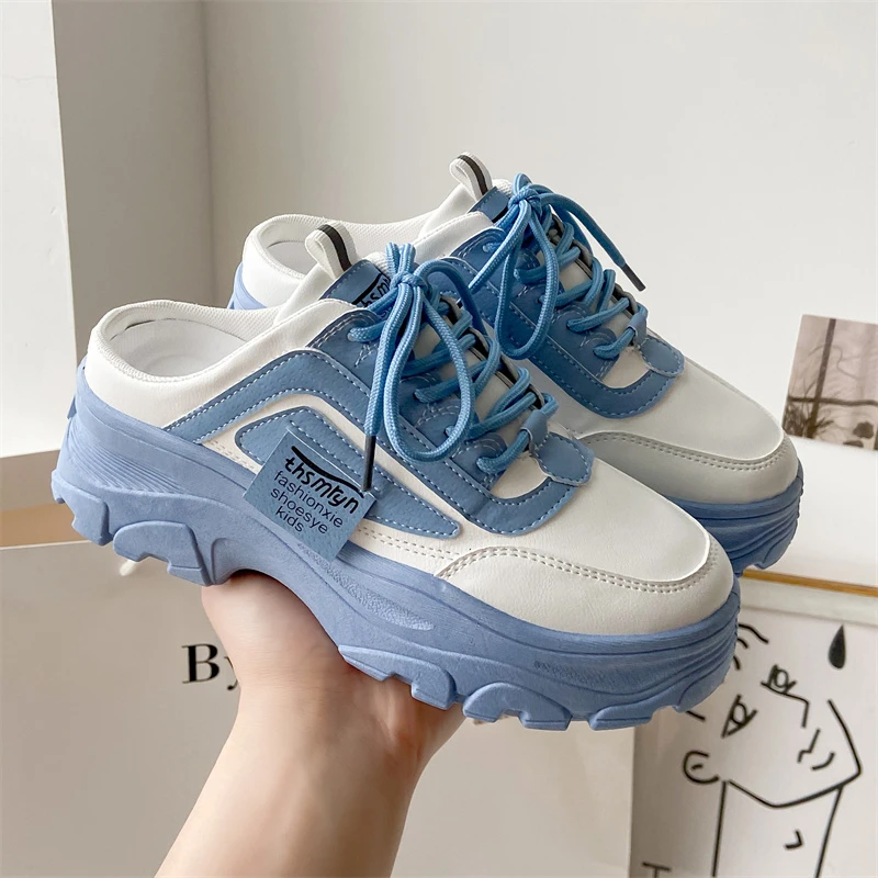 Women Sports Slippers 2023 New No Heel Daily Casual Shoes Non-slip Lace Up Female Platform Shoes Sneakers Women Zapatillas Mujer