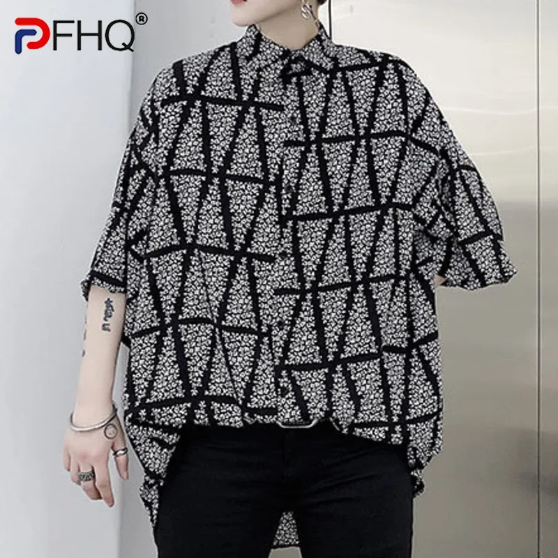 

PFHQ 2023 Trendy Luxury Elegant Fashion Short Sleeve Shirts Texture Print Top Men's Casual Loose Summer Trendy New Design Blouse