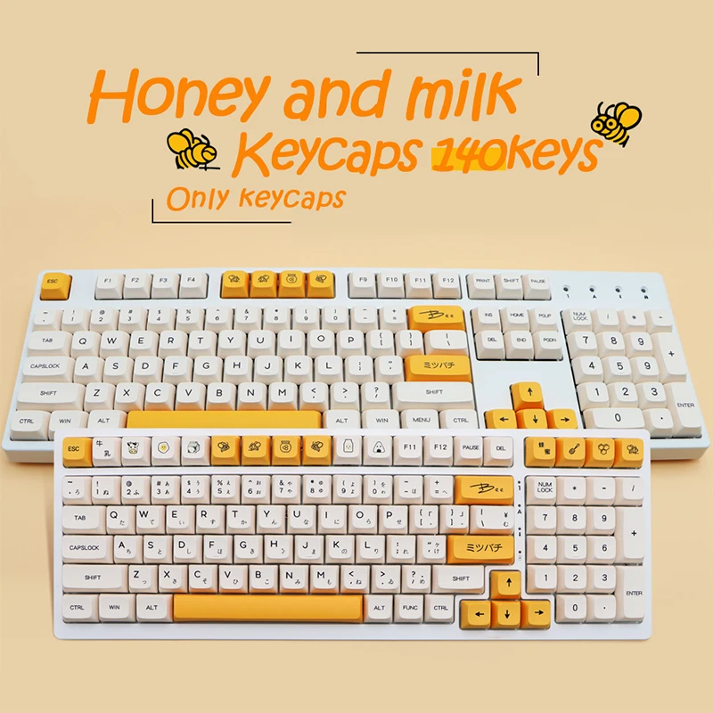 

Keyboard 1Set Honey And Milk Theme PBT Keycaps Backlit Keyboard For Mechaniacal Keyboard Teclado Gamer Minimalist Anime keycaps