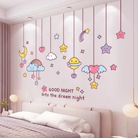 star moon pendant wall stickers warm girl bedroom bedside background wall layout wall stickers