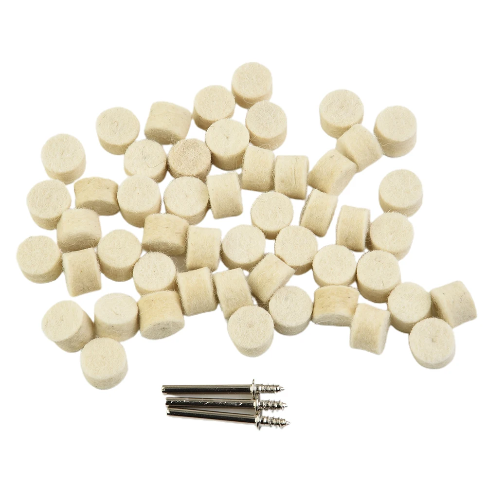 

50PCS Wool Felt Buffing Wheel Grinding Cleaning Polishing Pad With 3PCS 3.17mm Connecting Rod Tool Parts For Rotary Tool