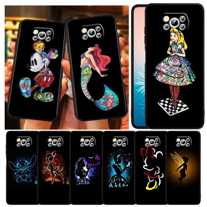 

Minnie Mickey Mouse Princess For Xiaomi Civi Mi Poco X4 X3 NFC F3 GT M4 M3 M2 X2 F2 Pro C3 4G 5G Soft TPU Cover Black Phone Case