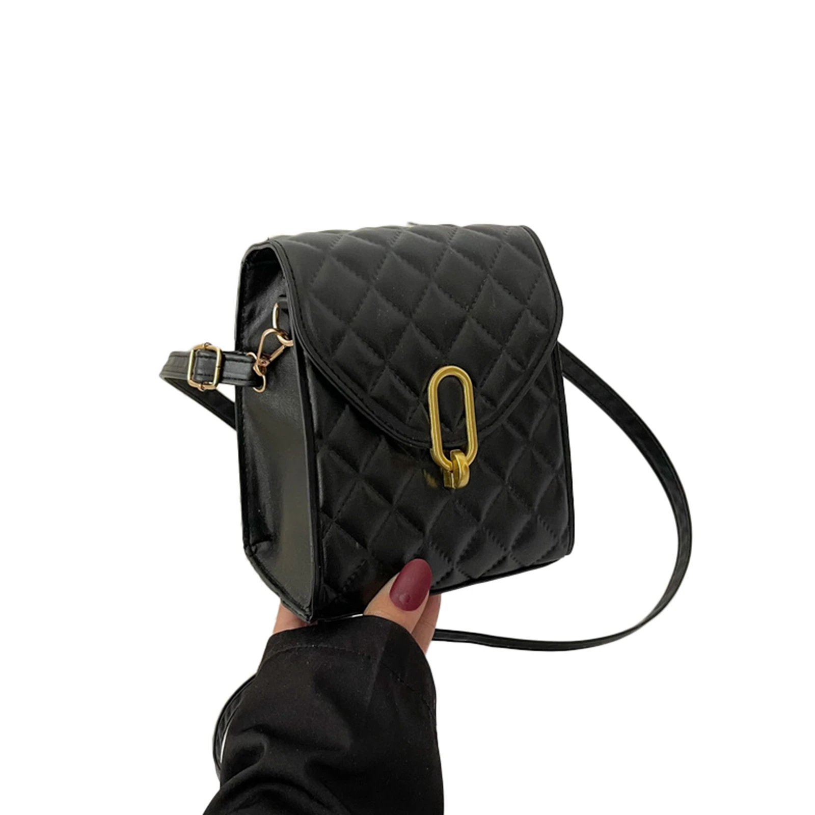 

Женская сумка через плечо из ПУ кожи, однотонная мини-сумка через плечо с узором из страз и пряжкой