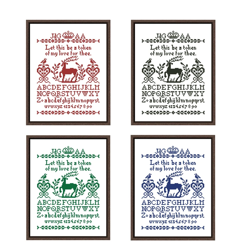 Символ любви-олень Набор для вышивки крестиком Одноцветный мультяшный 18 карат 14