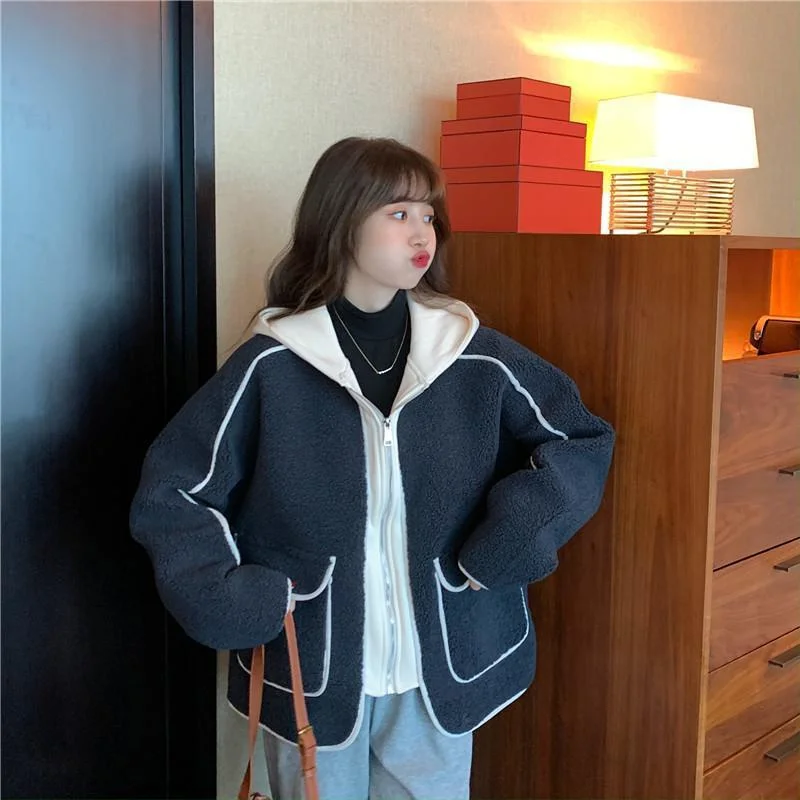 Новая женская куртка из бархата ягненка свободная и толстая универсальная