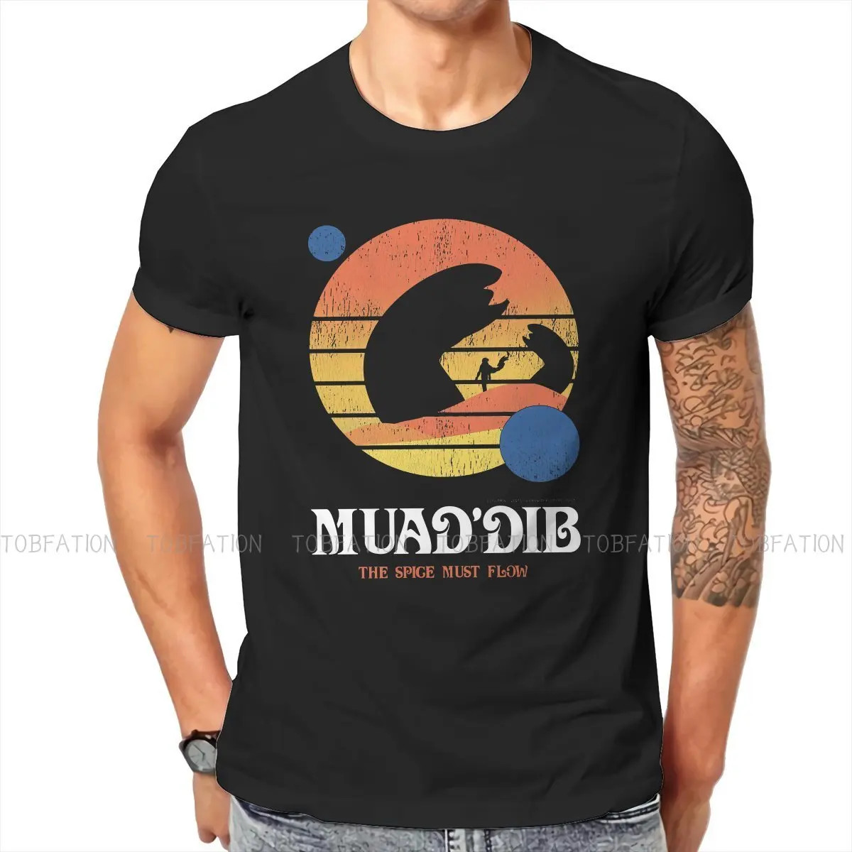 

Dune Film Muaddib The Spice Must Flow T Shirt Vintage Goth Summer Large Cotton Men's Clothes Harajuku Crewneck TShirt