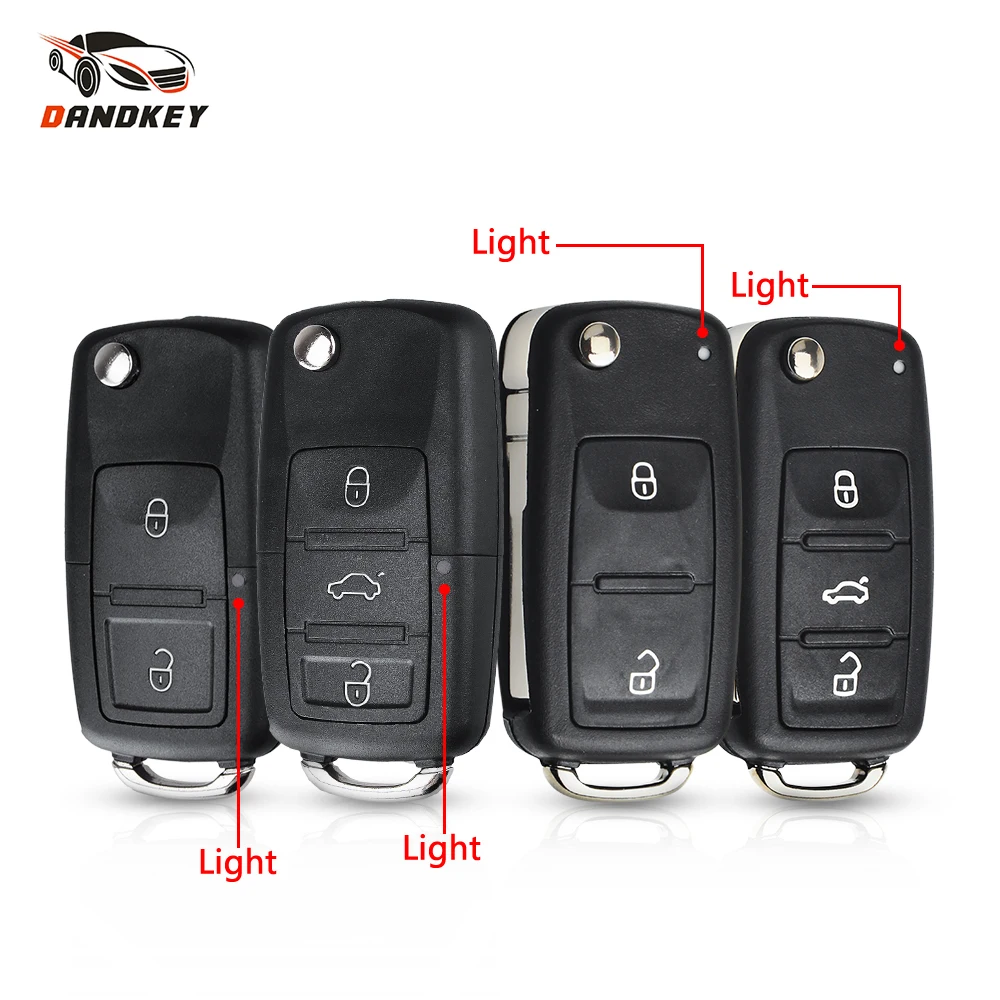 

Dandkey 10pcs Flip Fob Car Remote Folding Key Shell For VW VOLKSWAGEN Tiguan Golf Sagitar Polo MK6 Uncut Blade Fob 2/3/4 Buttons