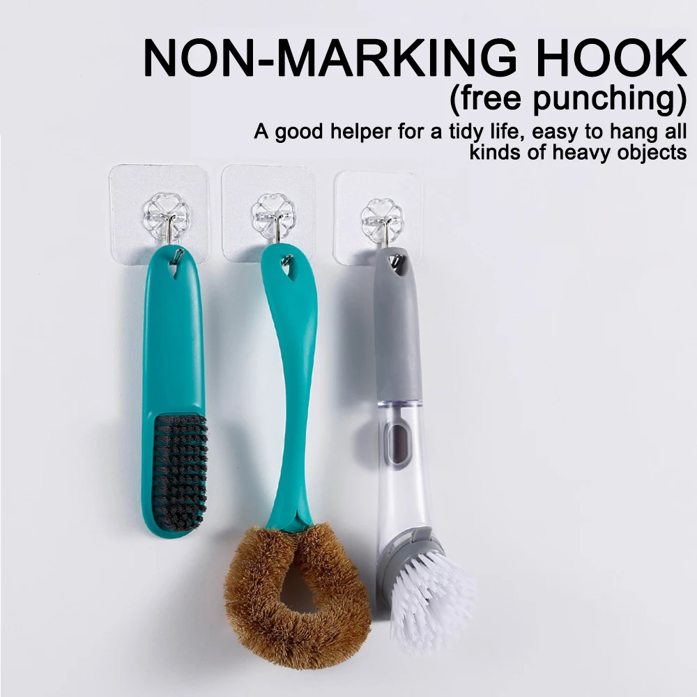 1/2/3/5/10 Household Transparent Strong Self-adhesive Door Wall Hook Suction Heavy Duty Shelf Suction Cup Kitchen Bathroom Hook