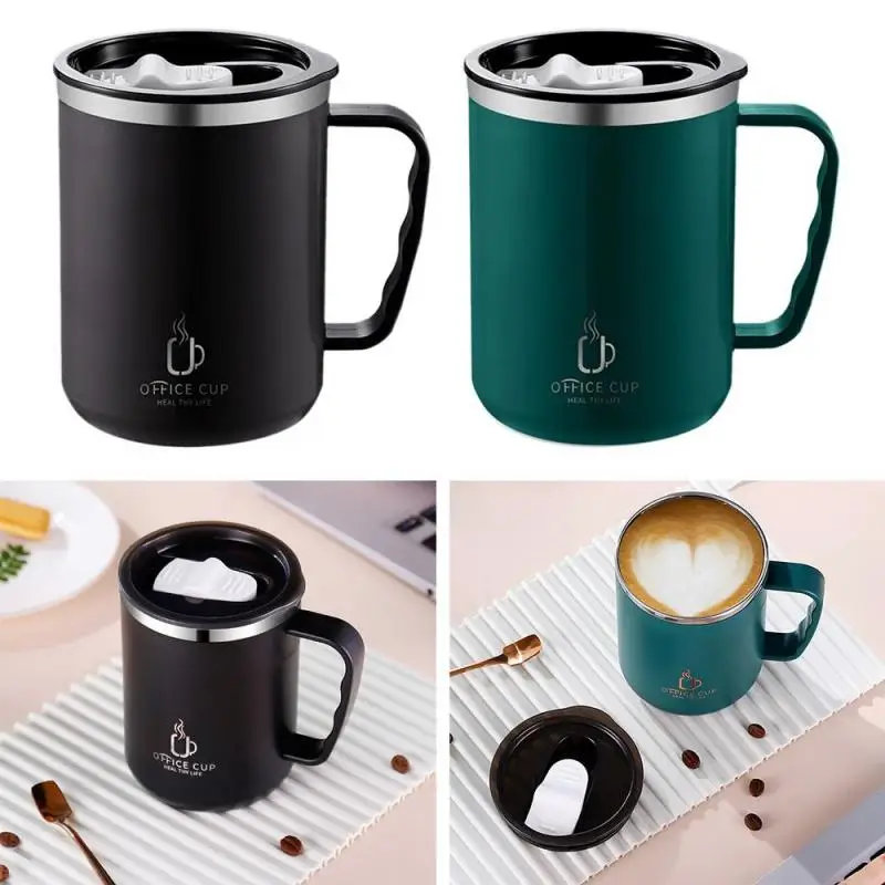 Mug 304 Stainless Steel Coffee Cup With Handle Leak-proof Vacuum Flask Insulated Cup Portable Thermal Water Bottle