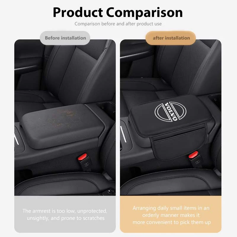 Фото Кожаный органайзер-накладка на подлокотник для Volvo V50 S60 XC60 S40 XC40 XC90 V60 S80 S90 V70 XC70 №4