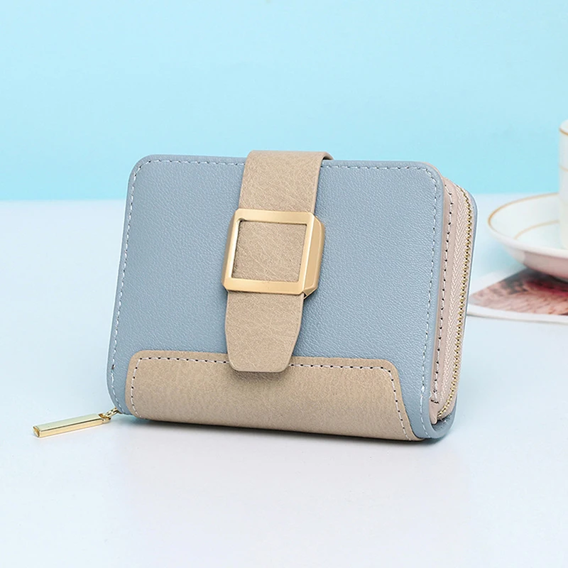 

Women's Short Student Coin Purse Wallet Fashion Card Holder Zipper Coin Purse PU Leather Credit Card Case 2022 Simple Money Bag