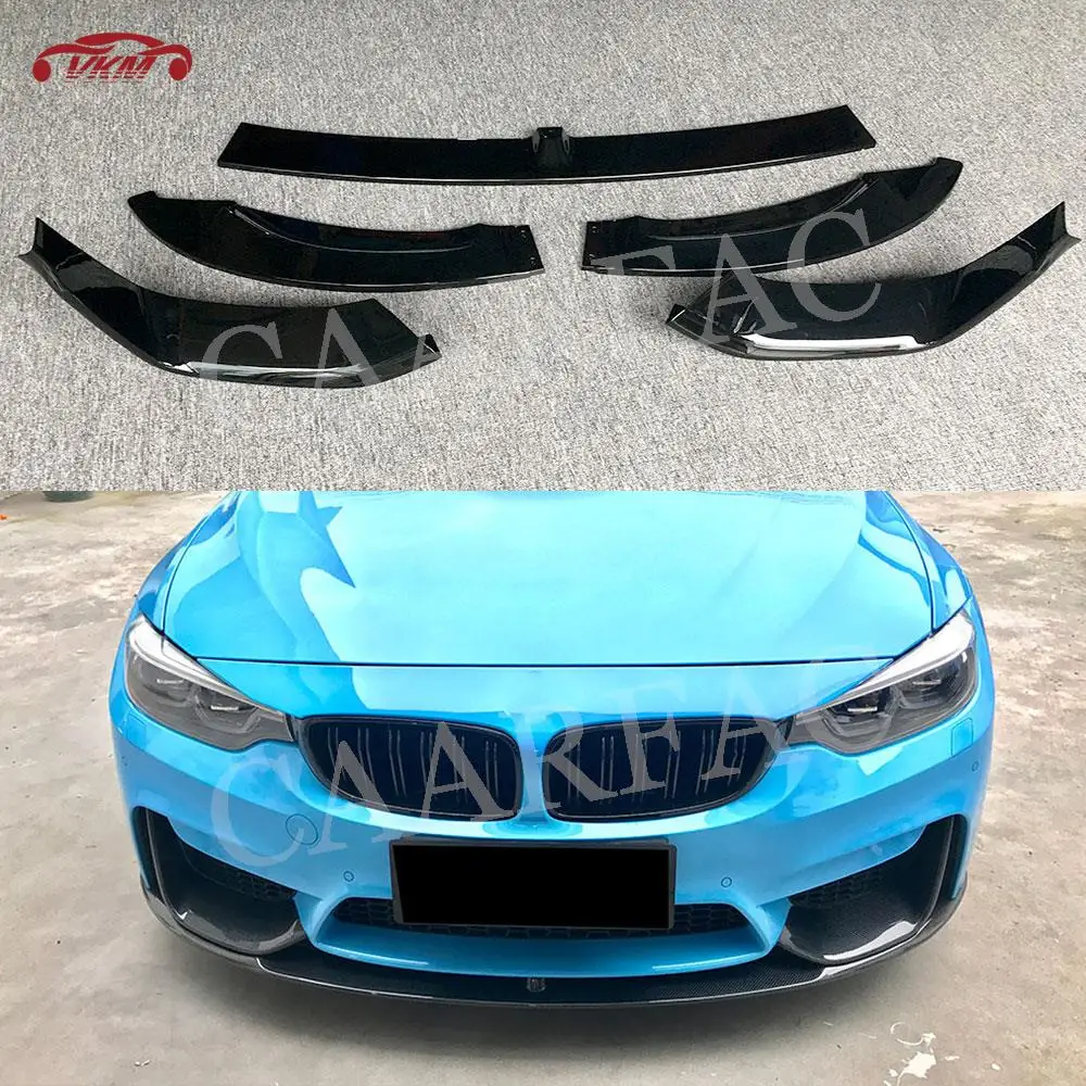 ABS Gloss black Front Bumper Lip Spoiler Splitter Aprons for BMW 3 4 Series F80 M3 F82 F83 M4 2014 - 2019 Carbon Fiber Look