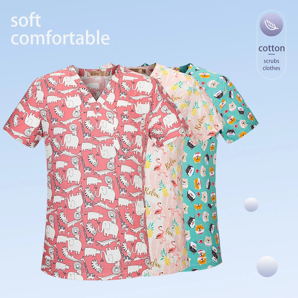 New Medical Surgical Uniforms Breathable Beauty Salon Pharmacy Hospital Scrubs Tops  Dentistry Pet Doctor Overalls Nurse Uniform