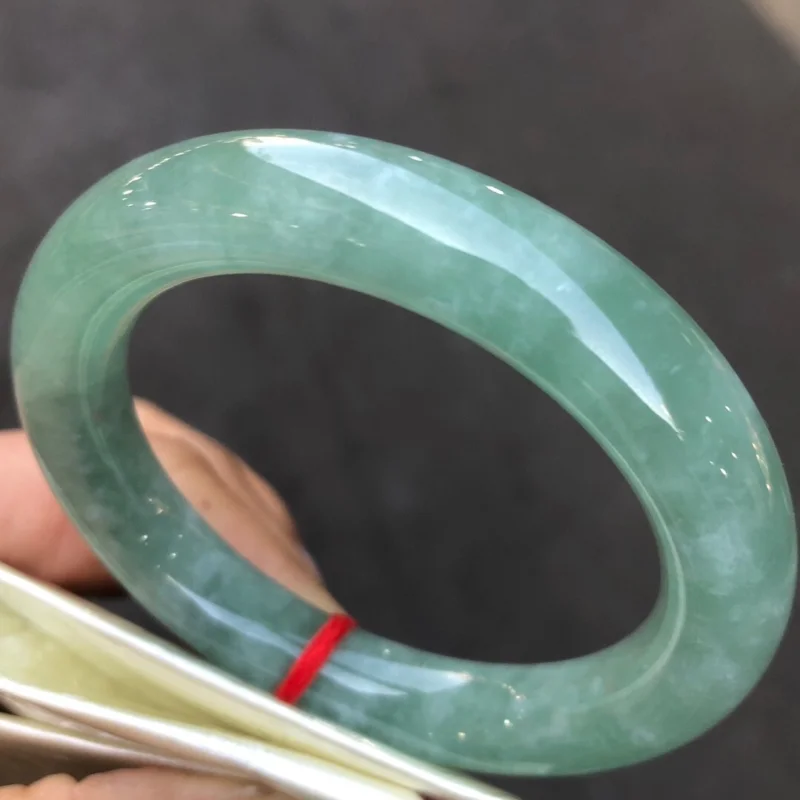 Сертификат природного класса AA ледяной бирманский зеленый нефритовый браслет 54
