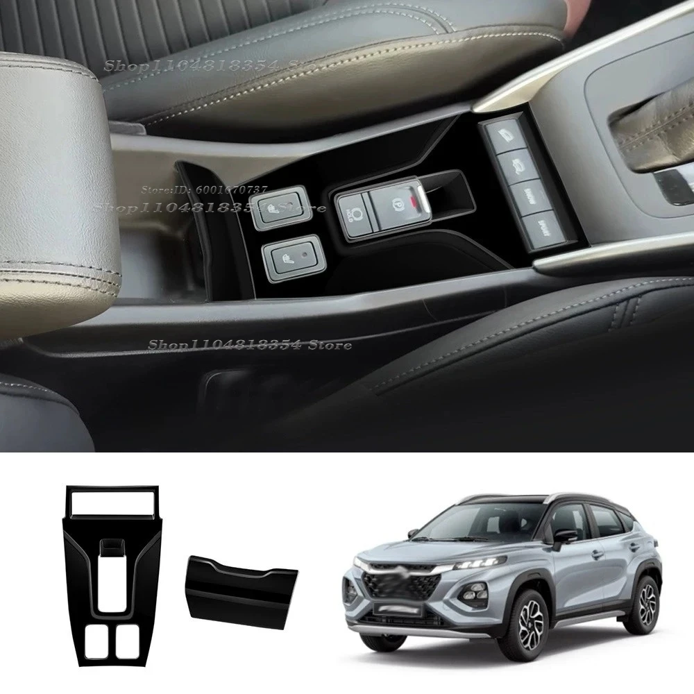 Фото Для Suzuki Fronx WDB3S WEB3S 2025 2026, черный ABS, центральная консоль автомобиля, ручной тормоз, панель переключения передач, кнопка, накладка, аксессуары №5
