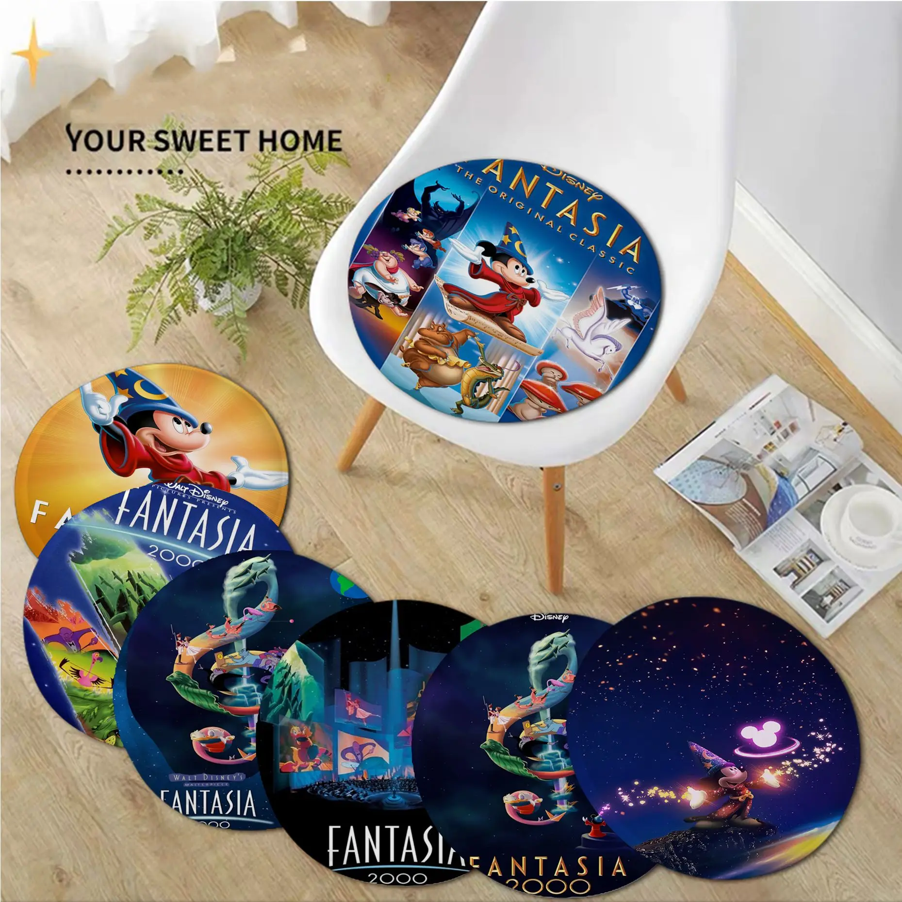 

Disney Fantasia Mickey Mouse Creative Meditation Cushion Stool Pad Dining Chair Tatami Seat Cushion Anti-Slip Chair Cushions