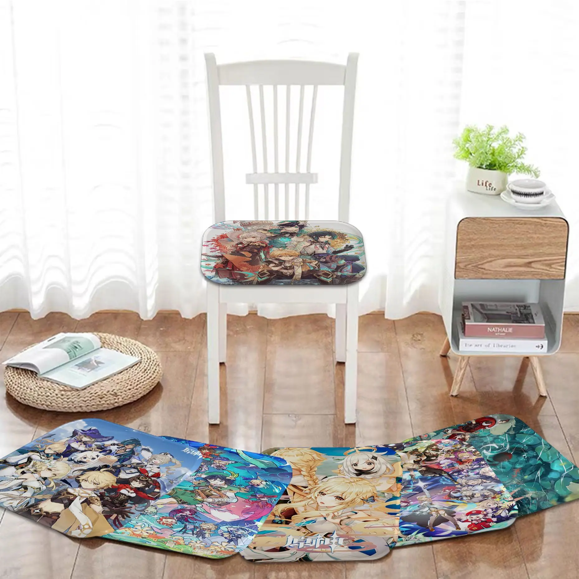 

Декоративная подушка для обеденного стула Genshin Impact, круговое декоративное сиденье для офисного стола, коврик для сиденья